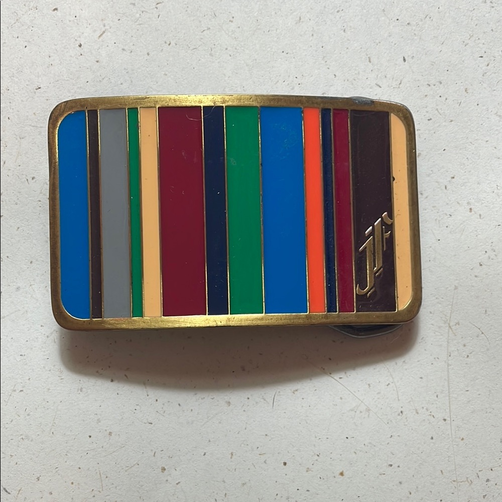 Vintage Fluevog Colorful Striped Belt Buckle
